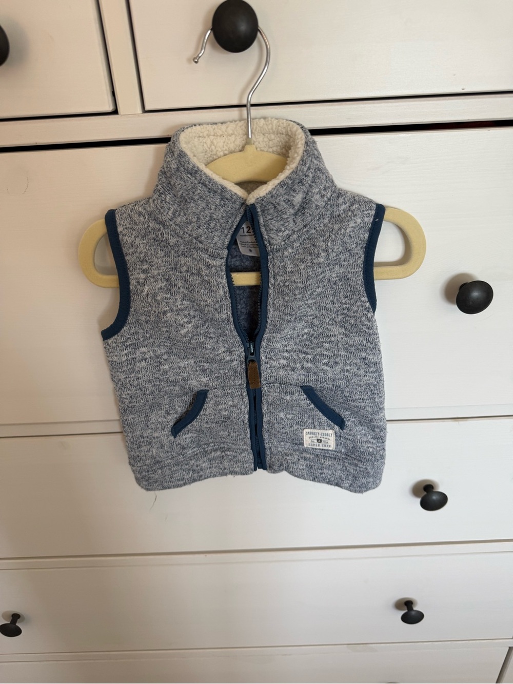 Carter's Heather Gray Sherpa-Lined Vest with Navy Accents